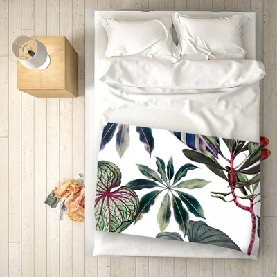 The Range Watercolor Tropical Leaf Blanket - Green