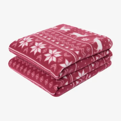 The Range Christmas Nordic Polar Fleece Throw - Burgundy