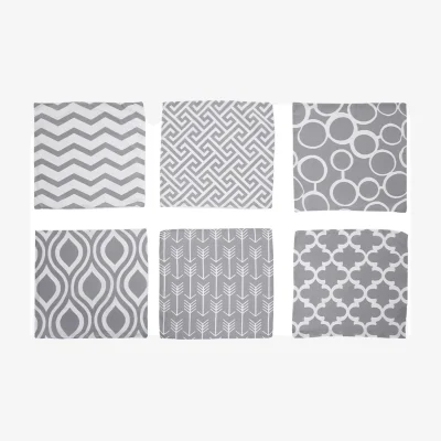 The Range Set of 6 Geometric Throw Pillow Covers 45 x 45cm - Light Grey