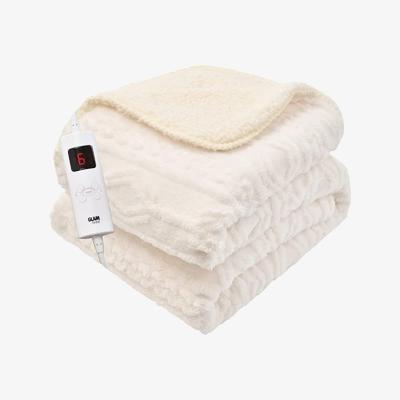 The Range GlamHaus Heated Throw Electric Blanket - Luxurious and Soft Design - White