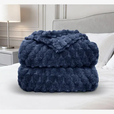 The Range Super Snug Chunky Popcorn Throw 150x200 - Navy