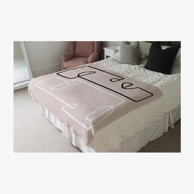 The Range Line Art of Two Faces Designer Blanket - Pink