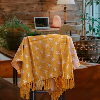 The Range Jacquard Throw Star Mustard - Mustard