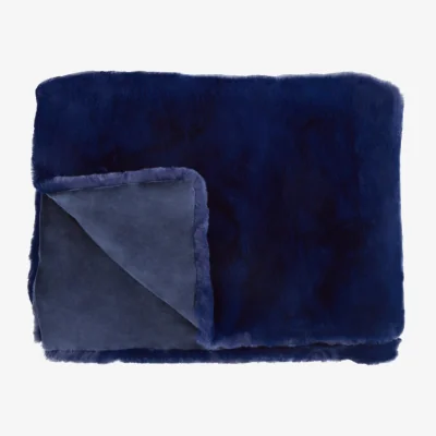 The Range Bosie Lamina Navy Blue Faux Fur Throw - Blue