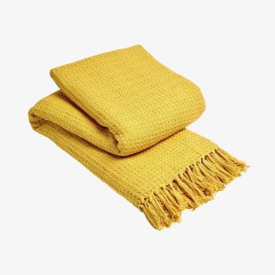 The Range Lisbon Pure Cotton Honeycomb Throw - Ochre / 228cm
