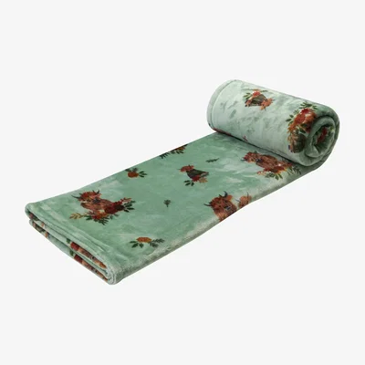 The Range Lola Highland Cow Electric Heated Throw - Green
