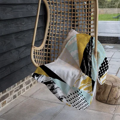 The Range Geometric Shapes  Brush Strokes Blanket - Yellow