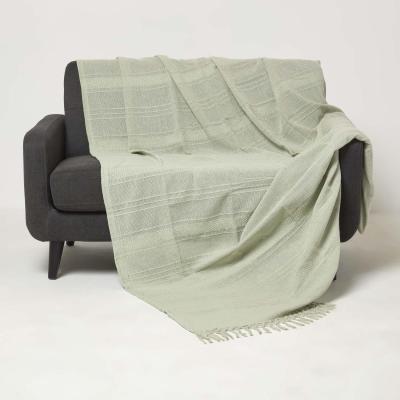 The Range Homescapes Kashi Cotton Throw with Tassels - Sage / 200cm
