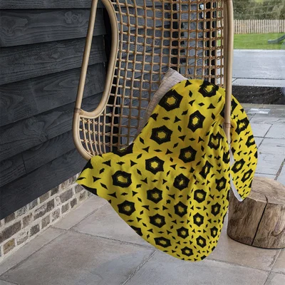 The Range Yellow  Black Geometric Pattern Blanket - Yellow