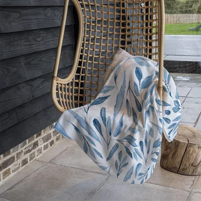 The Range Watercolour Blue Branches With Leaves Blanket - Blue