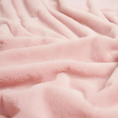 The Range Sienna Faux Rabbit Soft Warm Flannel Fleece Throw - Pink / 240cm