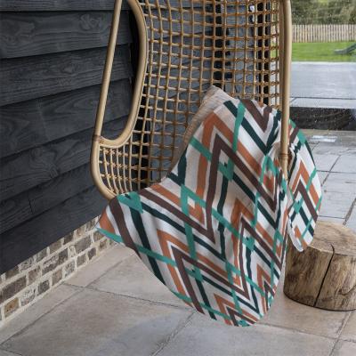 The Range Coloured Geometric Zig Zag Blanket - Green