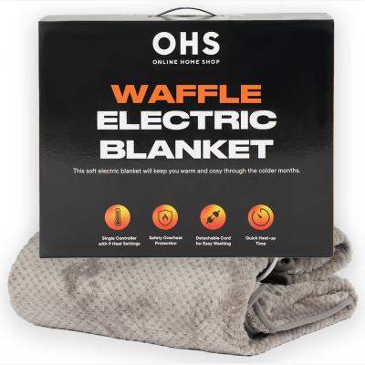The Range Waffle Heated Electric Blanket Throw Over Winter Warm - Charcoal