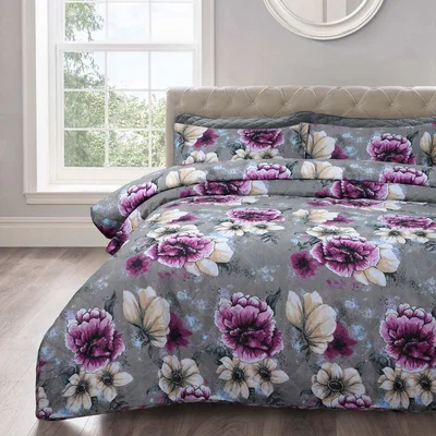The Range Cassia Floral Bedspread Set - Grey / Purple / Double