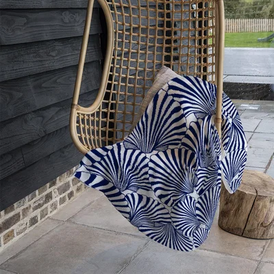 The Range Striped Sea Shells Blanket - Blue