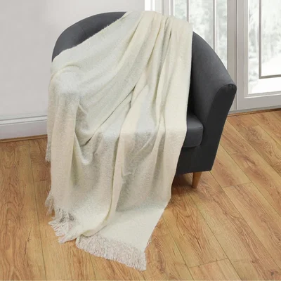 The Range Meadow Fringe Throw - Cream