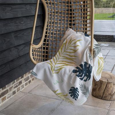 The Range Gold Glitter  Navy Leaves Blanket - Blue