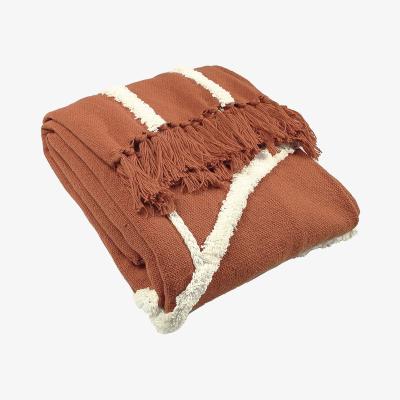 The Range Rainbow Tuft Tasselled Throw - Brick