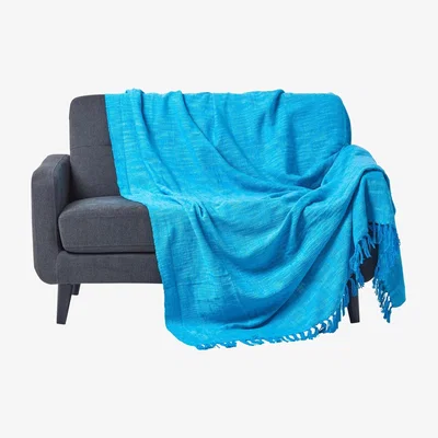 The Range Nirvana Slub Cotton Throw - Teal / 255cm