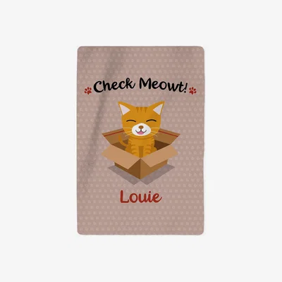 The Range Personalised Ginger Cat Blanket - Check Meowt - Pink