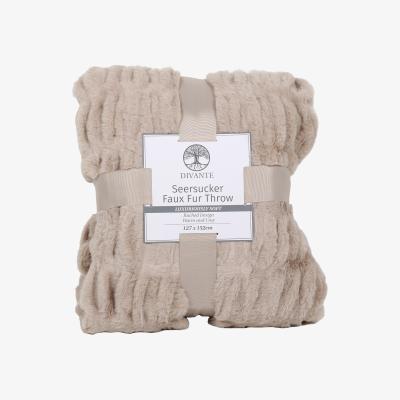 The Range Seersucker Faux Fur Throw - Mink