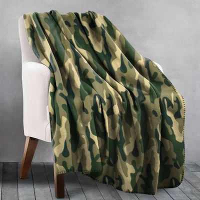 The Range Soft Army Print Camouflage Blanket Throw - Green