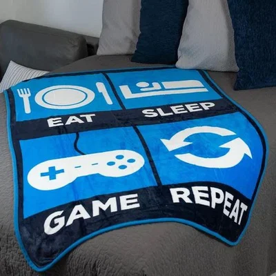 The Range Giant Eat Sleep Game Repeat Fleece Blanket