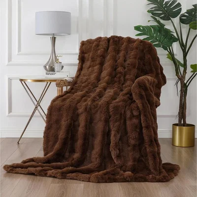The Range Luxury 3D Fur Polyester Blanket Soft  Cosy (150x200cm) - Brown