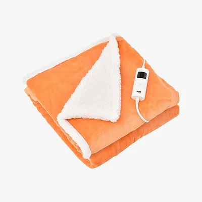 The Range Heated Electric Throw Fleece Over Blanket Sofa Bed Large - Tangerine