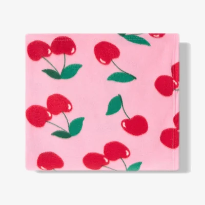 The Range OHS Cherry Print Fleece Throw - Pink/Red