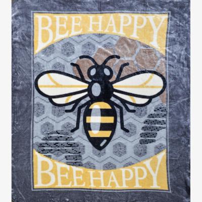 The Range Bee Happy Soft Faux Mink Blanket  - Blue