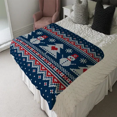 The Range Winter Holiday Sweater Design Soft Blanket - Blue
