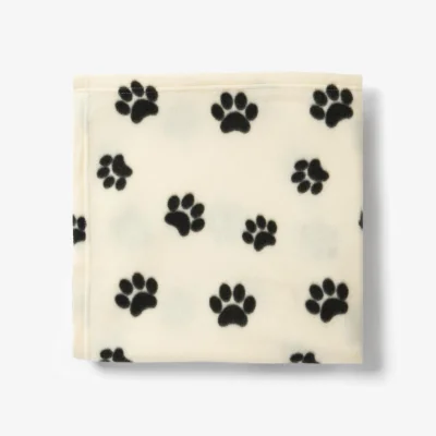 The Range OHS Pet Paw Print Fleece Throw - Cream