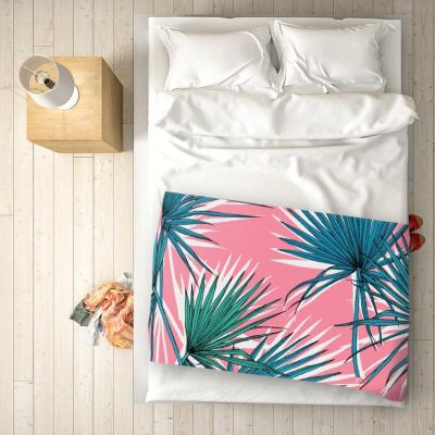 The Range Pink Green Fan Palms Blanket - Pink