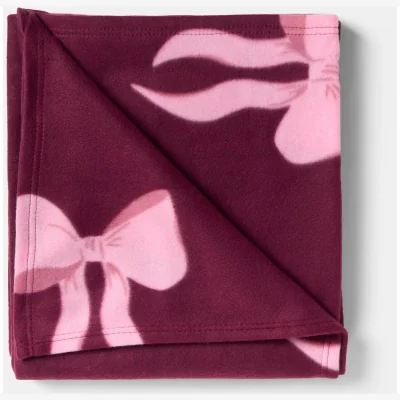 The Range OHS Bow Print Fleece Throw - Burgundy/Pink
