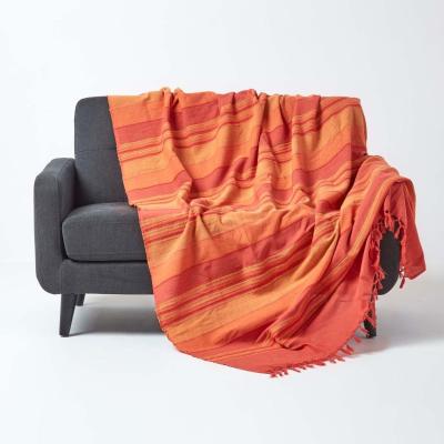 The Range Cotton Morocco Striped Terracotta Throw - Terracotta / 255 x 360 cm