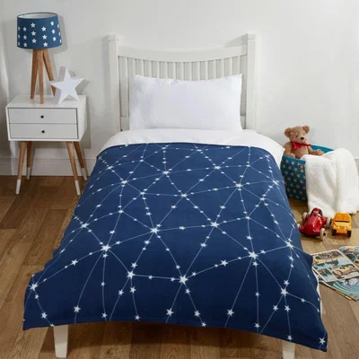 The Range Dreamscene Galaxy Star Print Soft Fleece Throw Blanket - Navy Blue Stars