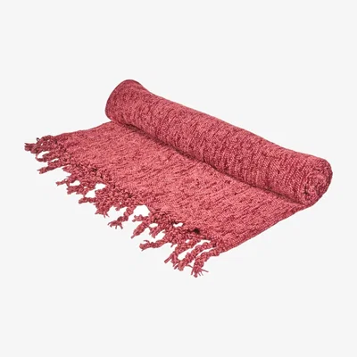 The Range Chenille Tassel Throw - Burgundy