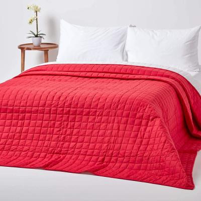 The Range Cotton Quilted Reversible Bedspread - Red-White / Double