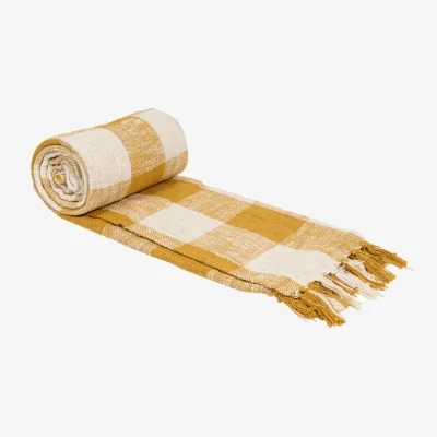 The Range Lachlan Check Throw - Ochre