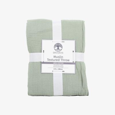 The Range Muslin Textured Throw - Sage