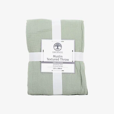 The Range Muslin Textured Throw - Sage