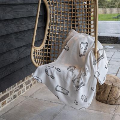 The Range Internet Related Doodle Pattern Blanket - Black