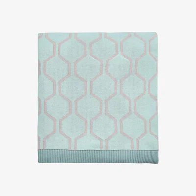 The Rug Seller Trellis Geometric Knit Throw by Ted Baker in Opal Blue