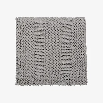 The Rug Seller Reset Chunky Knitted Wool Throw By Katie Piper in Silver Grey