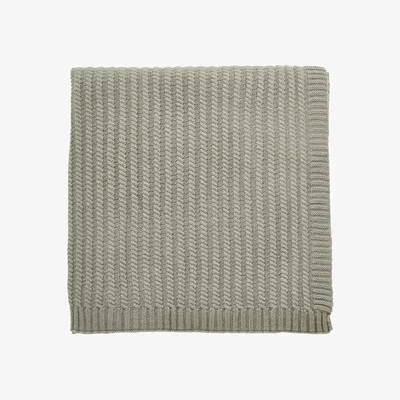 The Rug Seller Navah Knitted Wool Throw in Sage Green