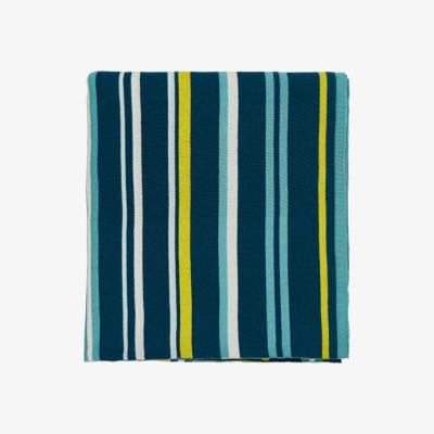 The Rug Seller Mr Fox Striped Knitted Throw By Scion in Teal Green