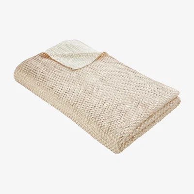 The Rug Seller Knit Cotton Throw By Tess Daly in Rose Gold