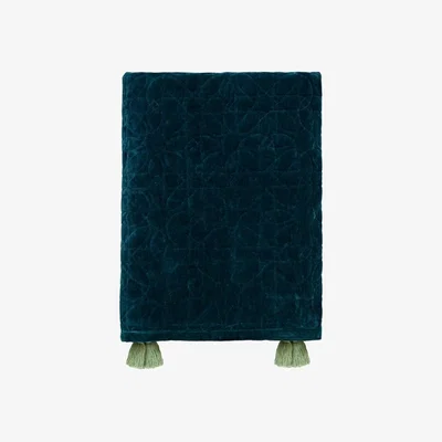 The Rug Seller Honeysuckle And Tulip Throw in Teal Green by Morris & Co