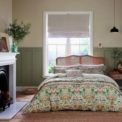 The Rug Seller Lodden Bedding Throw and Cushion By Morris & Co in Primrose
